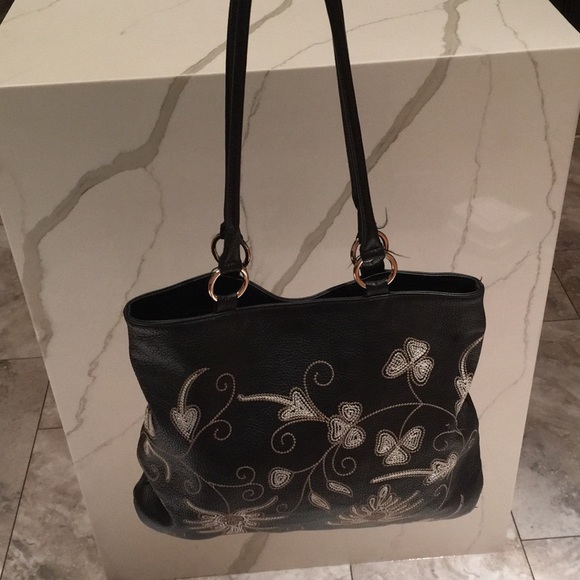 Isabella Fiore Bags Berge Made In Italy Black Pebbled Real Leather